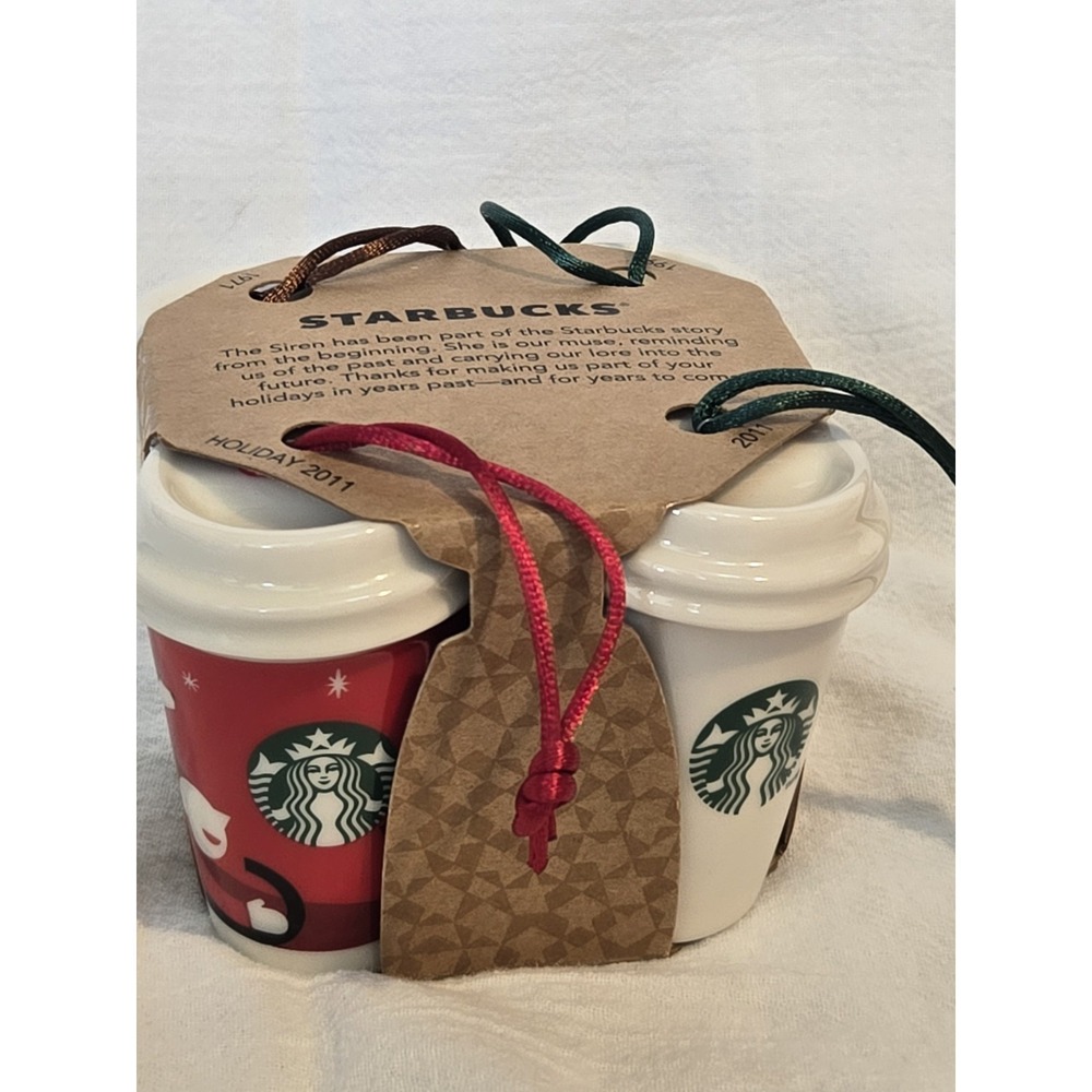 Starbucks Holiday 2011 Christmas Hanging Ornaments‎ Mini To Go Cups Set of 4 NEW